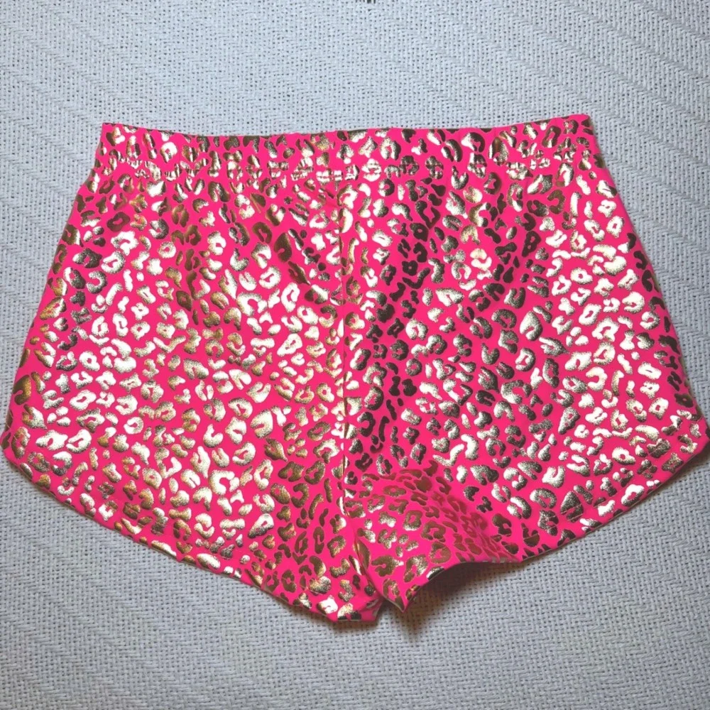 SpiritHoods Booty Shorts Neon Pink Gold Foil Leopard Print Rave Festival M